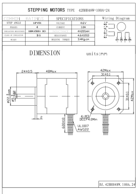 Step Motor Nema 17 0.47 Nm - 3
