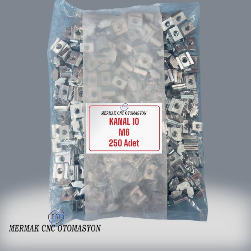 10 Kanal M6 T Somun 250 adet - Sigma Profil Bağlantı Elemanları