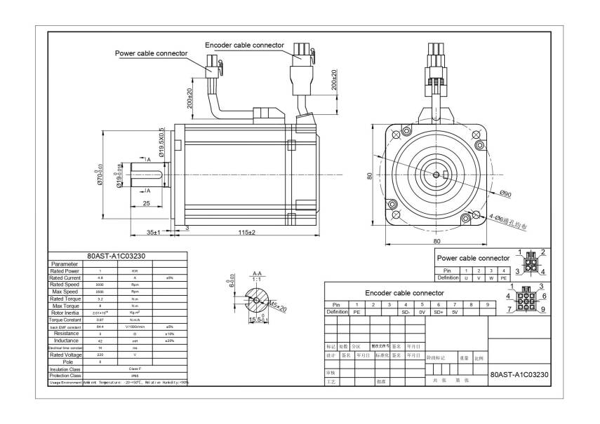 1KW Servo Motor 80AST-A1C03230 T3D-L20A-RABF - 6