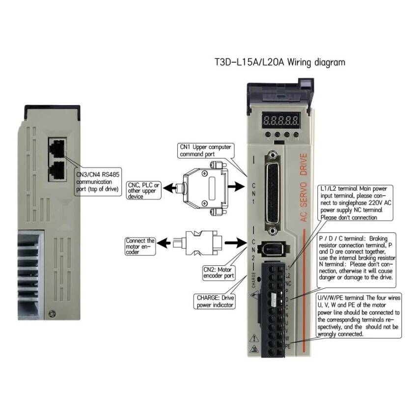 750W Servo Motor Seti 80AST-A1C02430 T3D-L20A-RABF - 4