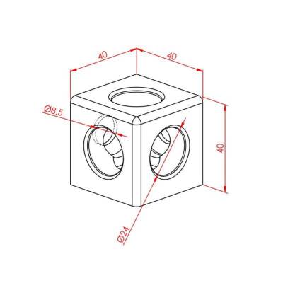 Kare Köşe Bağlantı 40X40 K08 Üç Yönlü - 2