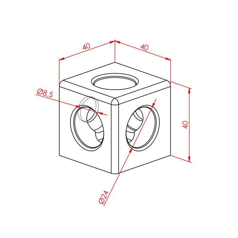 Kare Köşe Bağlantı 40X40 K08 Üç Yönlü - 2