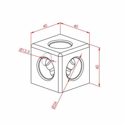Kare Köşe Bağlantı 40X40 K10 Üç Yönlü - 2
