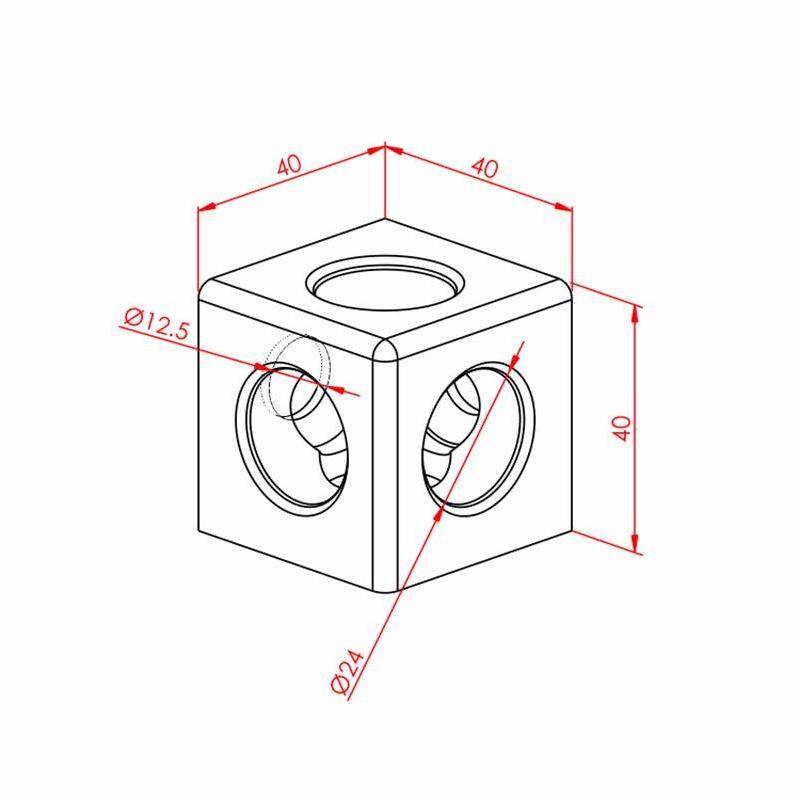 Kare Köşe Bağlantı 40X40 K10 Üç Yönlü - 2