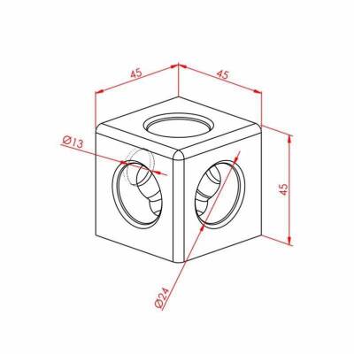 Kare Köşe Bağlantı 45X45 K10 Üç Yönlü - 2