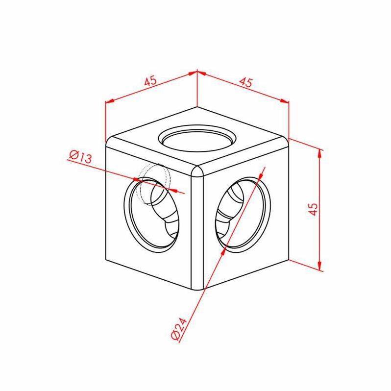 Kare Köşe Bağlantı 45X45 K10 Üç Yönlü - 2
