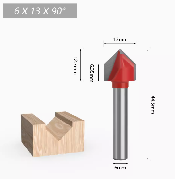 Kompozit Derz Kanal Bıçağı Freze 6x13x90 Derece - Cnc Router Bıçakları
