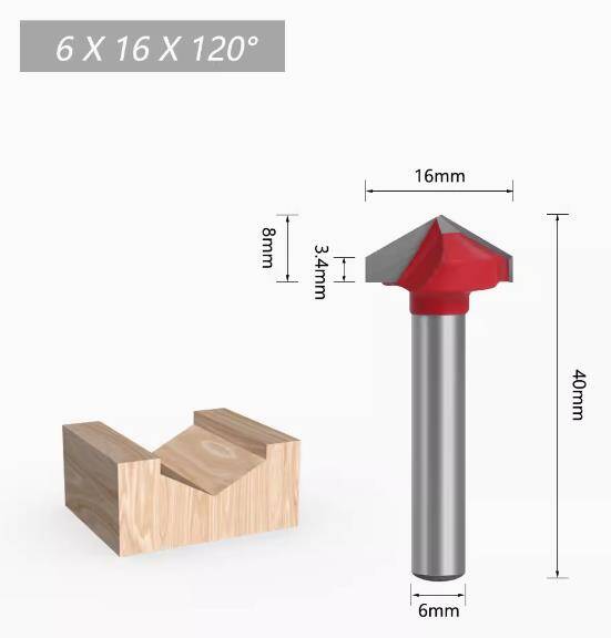 Kompozit Derz Kanal Bıçağı Freze 6x16x120 Derece - Cnc Router Bıçakları