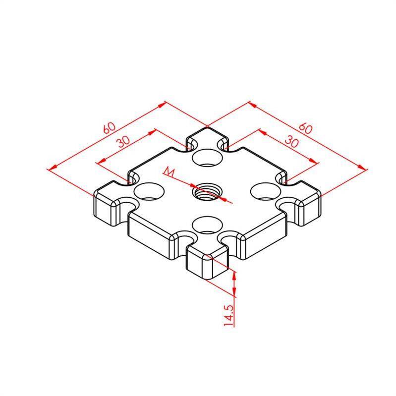 Pabuç Bağlantı Parçası 60X60 M10 - 2