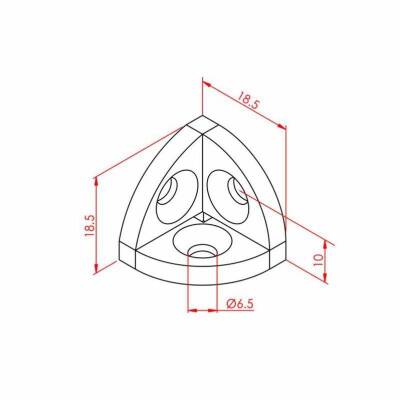 Raidüslü Köşe Bağlantı 20X20 K6 - 2
