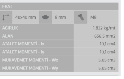 40X40 Sigma Profil 8 Kanal Ağır Tip - 3