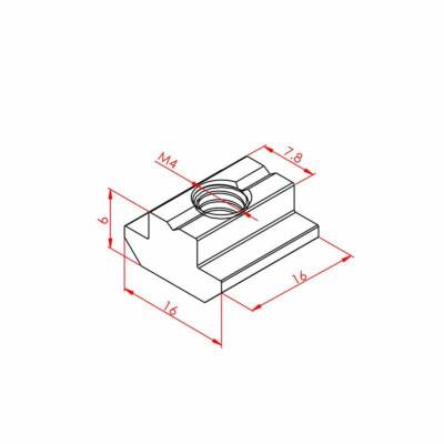 T Kanal Somunu M4 30X30 K8 - 2