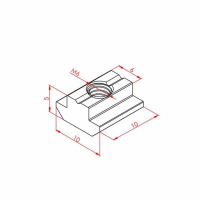 T Kanal Somunu M6 20X20 K6 - 2