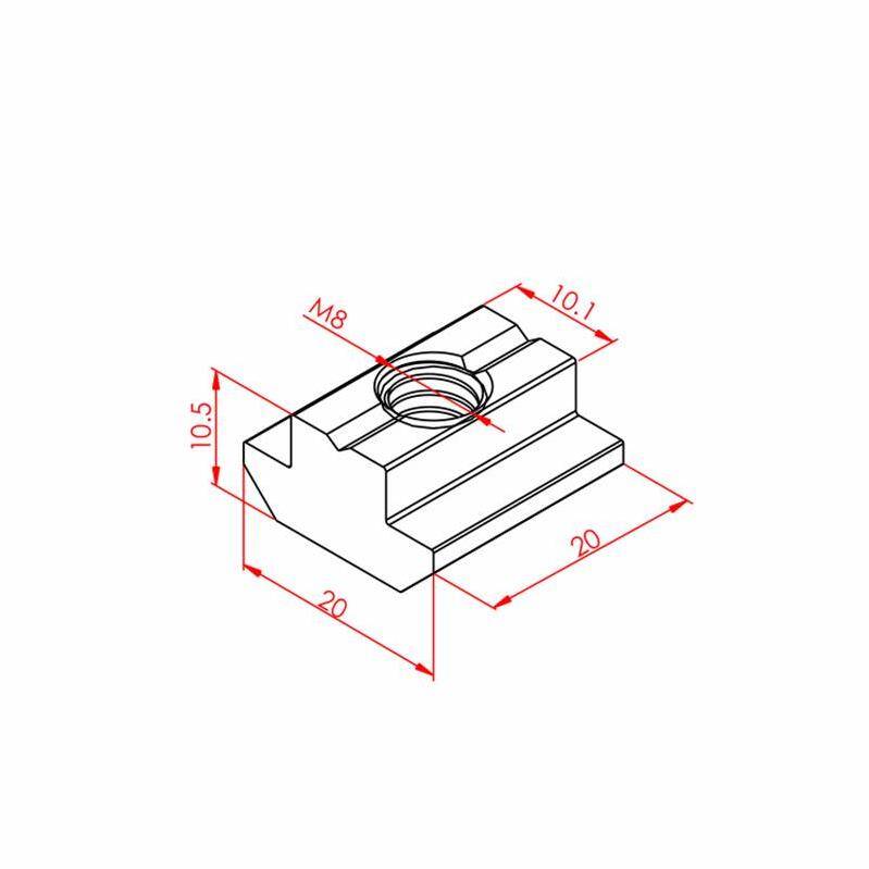 T Kanal Somunu M8 45X45 K10 - 2